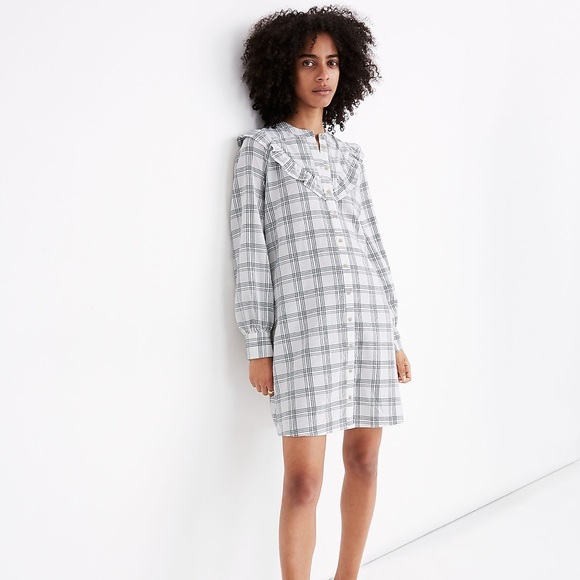 Madewell Dresses & Skirts - Madewell‎ Plaid Ruffle-Yoke Shirtdress